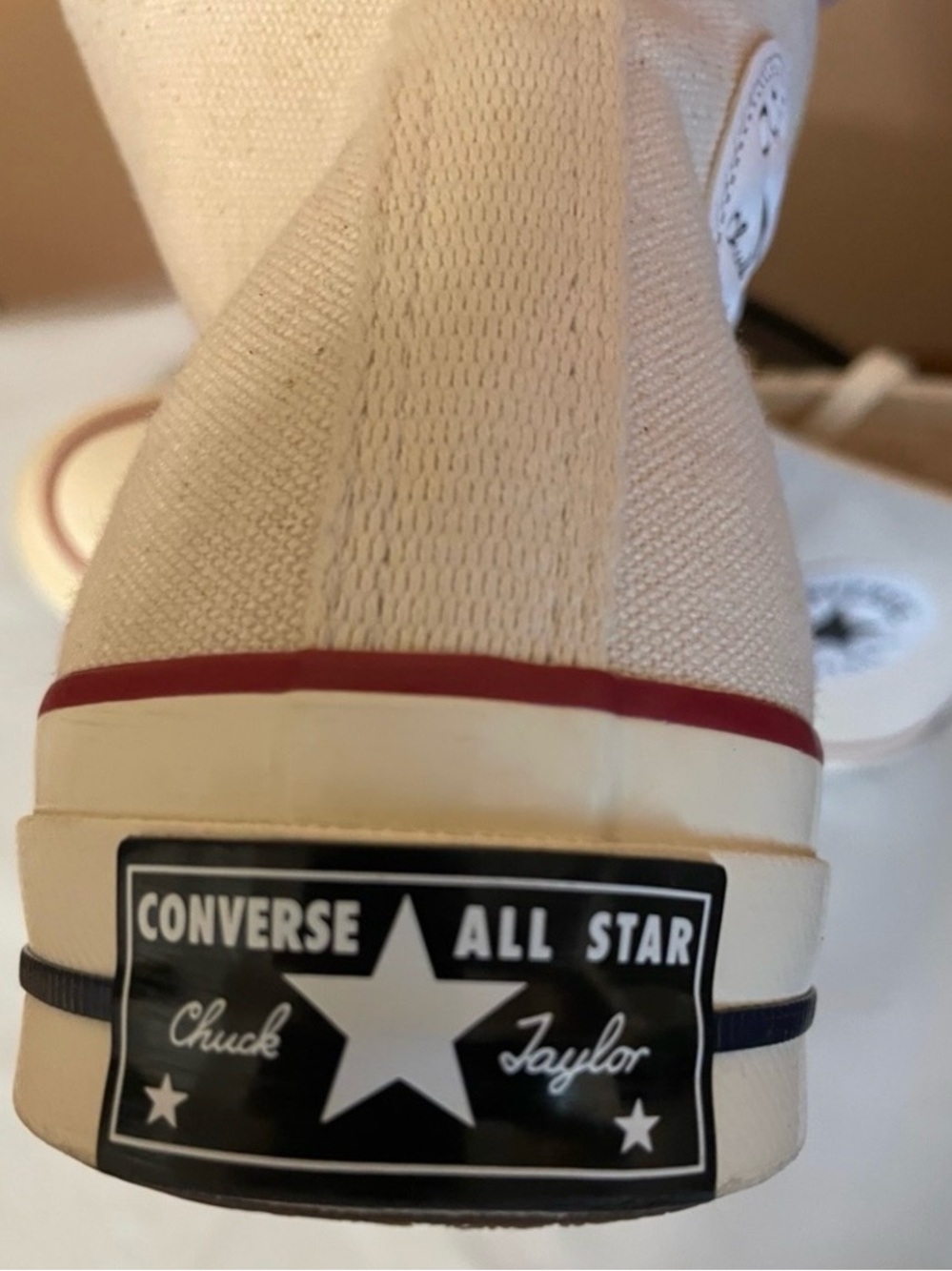 Converse High Top Sneakers - Off-White with Red & Black Trim - Picture 14 of 14